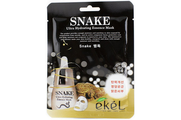 Ekel Маска для лица тканевая с пептидом змеиного яда - Essence mask snake, 25г